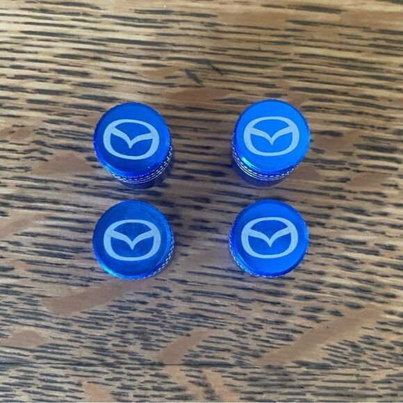 NWT New 4 Blue Mazda Wheel Air Valve Stem Cap: 3 6 9 CX-5 MX-5 CX-9 RX-7 Miata - Picture 3 of 5